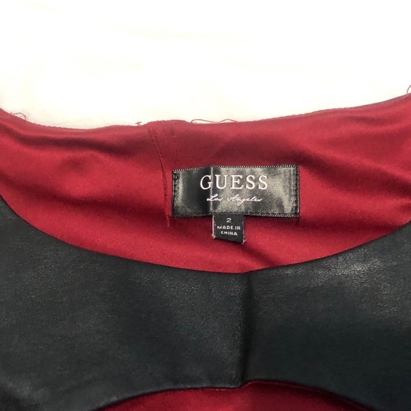 Red with Leather Accent Guess Dress - Picture 4 of 4